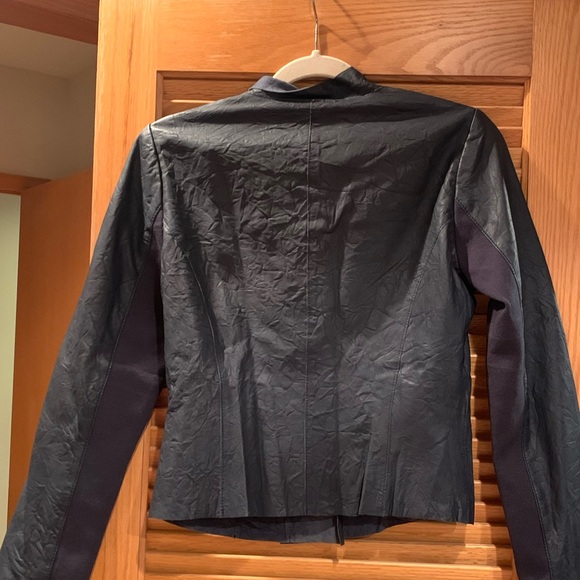 Cigno Nero Navy blue thin leather jacket - Picture 2 of 5